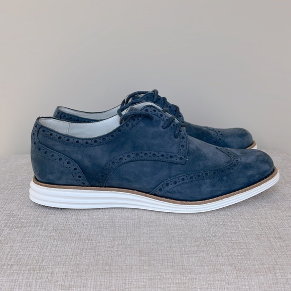 Cole Haan | Shoes | Cole Haan Lunar Grand Blue Suede Wing Tip Shoes Euc ...